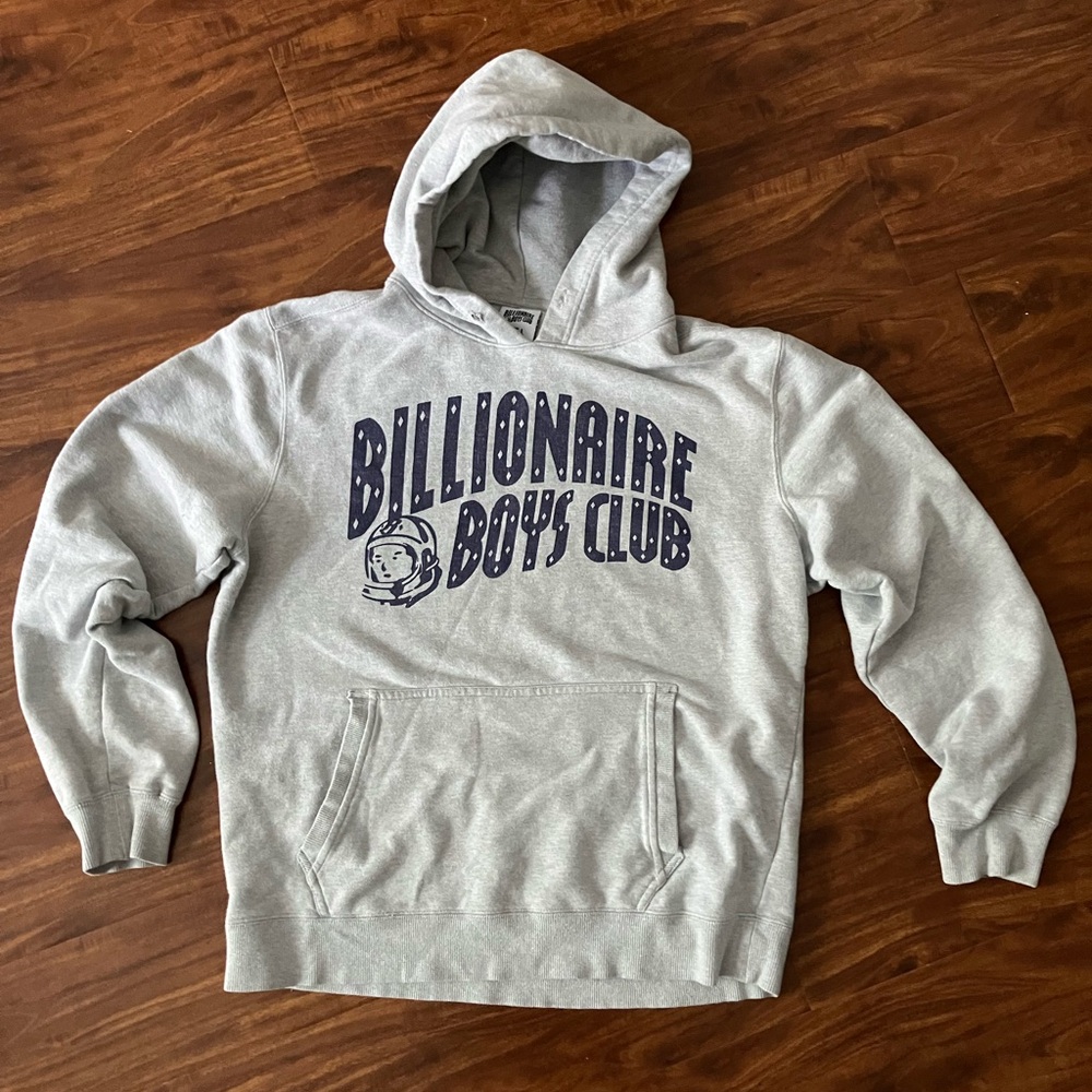 Billionaire boys club | gray hoodie with navy design size large